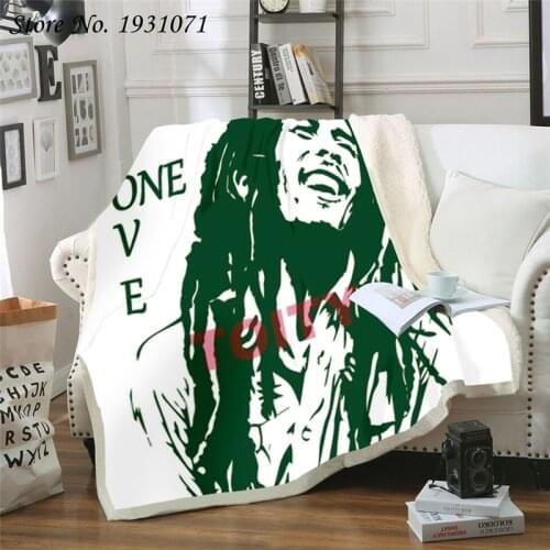 Bob Marley Reggae Singer 3D Print Throw Plush Sherpa Blanket Thin Quilt Sofa Chair Bedding Supply Adults Kids 02