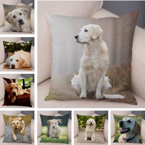 Labrador Dog Pillowcase Decor Cute Pet Animal Printed Super Soft Short Plush Cushion Cover for Sofa Home Car Pillow Case 45X45cm