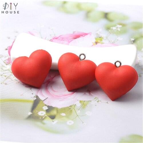 10/20Pcs Love Heart Polyethylene Hanging Ring Pendant DIY Craft Supplies Earrings Accessories Material Cream Phone Shell Decor