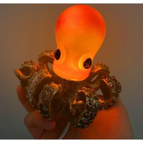 Resin Retro Octopus Led Night Light Deep Ocean Monster Bulbs Usb Recharged Bedside Lamp for Home Decor Boys Birthday Gift