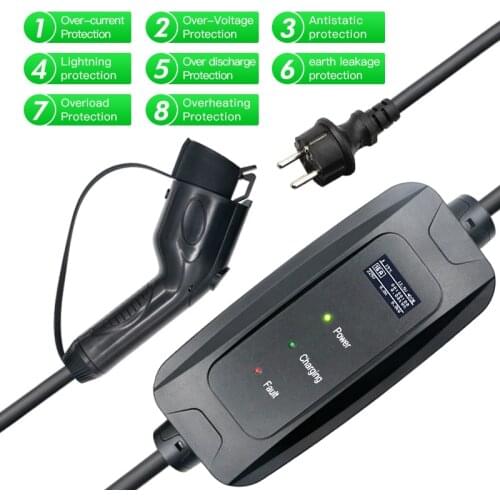 EVSE Charger Type 1 Electric Car Charger SAE J1772 Schuko EU Plug 5M Cable 220V-250V for Electric Vehicle