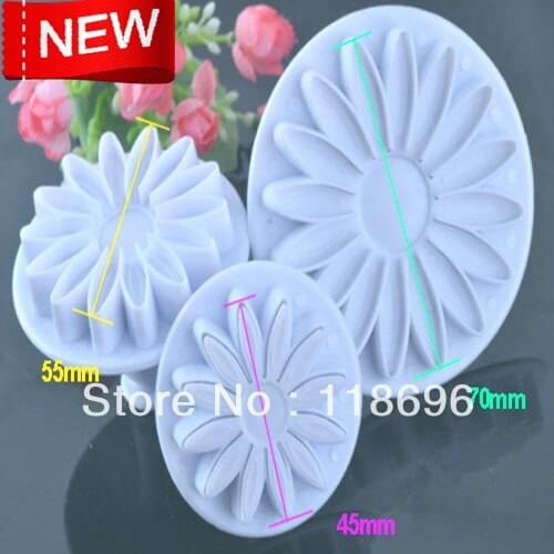 Holiday normal delivery )) 3PCS/set Sunflower gerbera Fondant Cake Decorating, embossing Press Print Molds flower