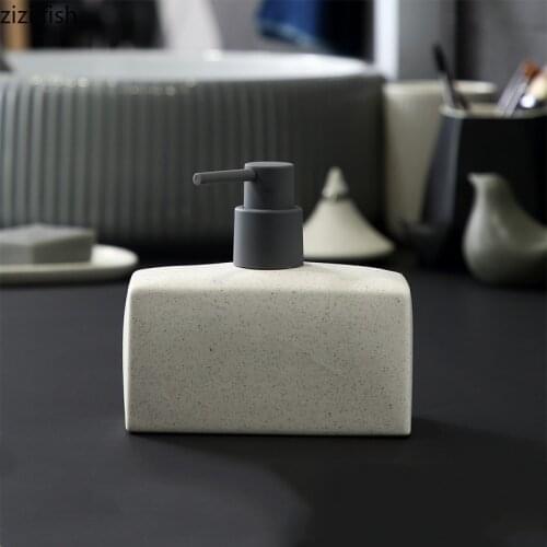 Simple Rectangle Ceramic Portable Soap Dispenser Shampoo Bottle Hand Sanitizer Jar Bathroom Accessories 500ml Lotion Bottle