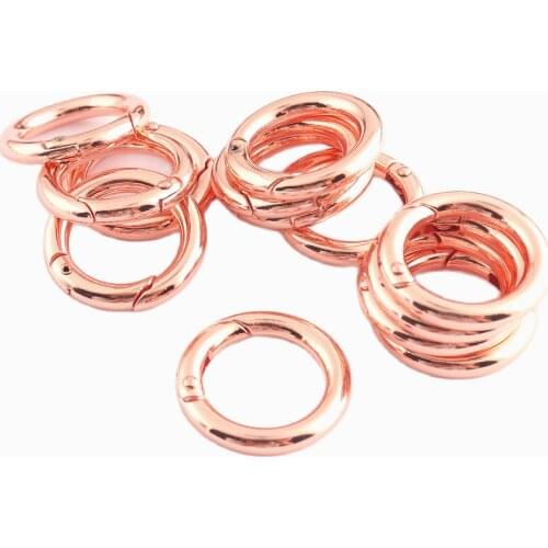 17mm Inner Size Spring O Rings Rose Gold Carabiners Clips Snap Hooks Trigger Buckle Zinc Alloy DIY Accessory 10pcs