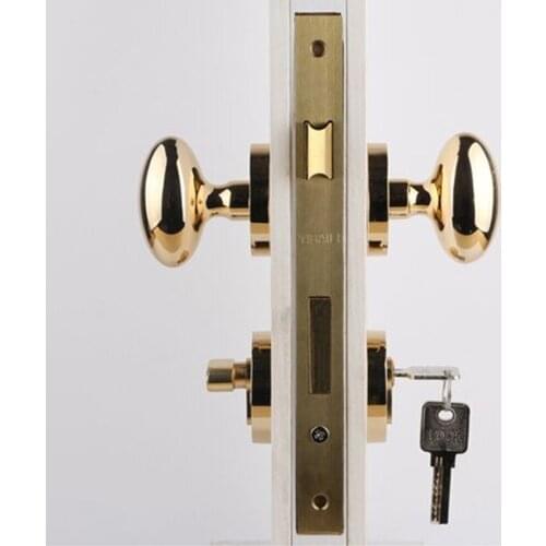 Modern Fashion simple silver mechanical mute split locks golden bedroom kitchen bookroom solid wooden oval locks American style