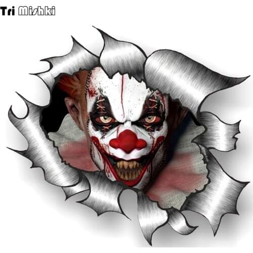 Tri Mishki WCS147 14*16cm Monster in the Bullet hole car sticker funny colorful auto automobile decals