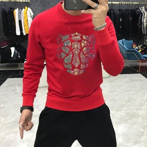 High Quality Hoodie Plus Size Mens Sweatshirt Diamond Leopard Design Super Dalian Korean Fashion Pullover