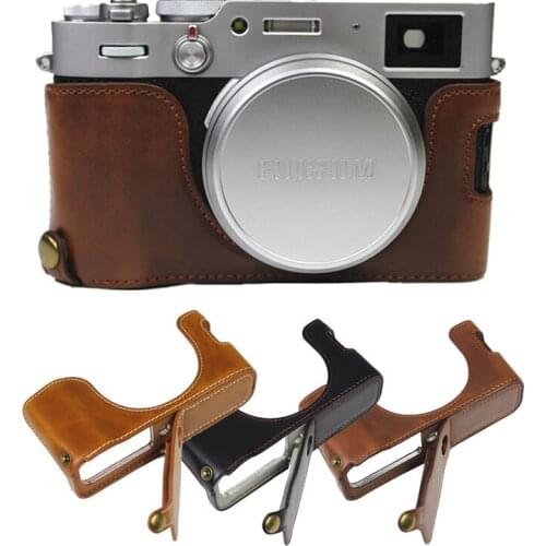 PU Leather Half Body Set Cover For FujiFilm Fuji X100V X-100V Camera Bottom Case With Battery Opening