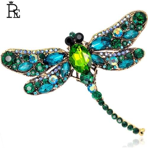 Womens Crystal Dragonfly Brooch Large Jewelry Rhinestones Pins Brooches For Women Pendant Handmade Metal Pin Badge Broches A144