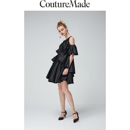 Vero Moda CoutureMade Womens 100% Mulberry Silk Ruffled Off-the-shoulder Umbrella Hem Dress | 31926Z563