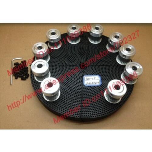 10pcs 24 teeth 3M Timing Pulley Bore 6.35mm + 10Meters HTD 3M timing belt Rubber width 15mm for laser engraving CNC machines