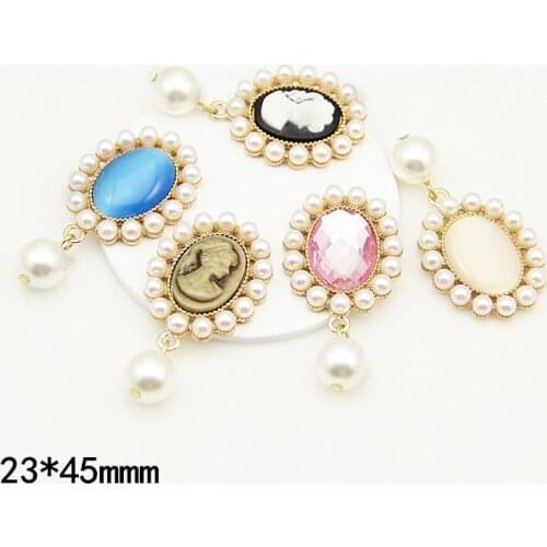 3pc Vintage Buttons Pearl Decoration Oval Flower Plate Metal Flatback Buttons Diy Crafts Embellishments Scrapbooking Accessories