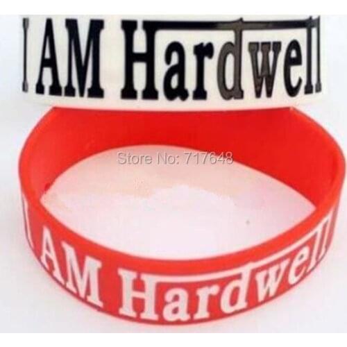 300pcs One inch Debossed I AM Hardwell wristband silicone bracelets free shipping by FEDEX