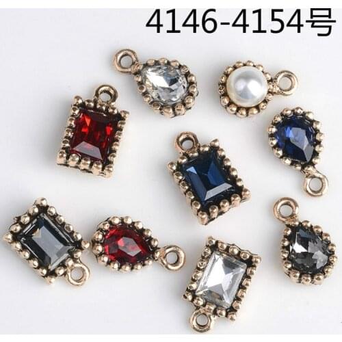 50pcs/lot Resin Crystal Round Rectangle Shape Charms Crystal Charms Pendant for Jewelry Making DIY Jewelry Accessories