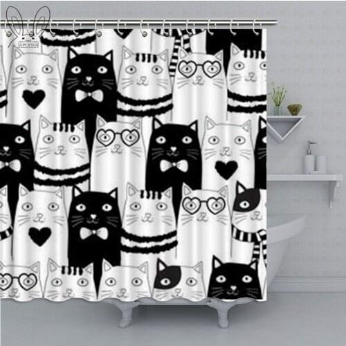 Aplysia Cute Baby Cat Pink Grey Pastel Lovely Kitty Kitten Cartoon Bathroom Shower Curtain Accessories For Children Decor