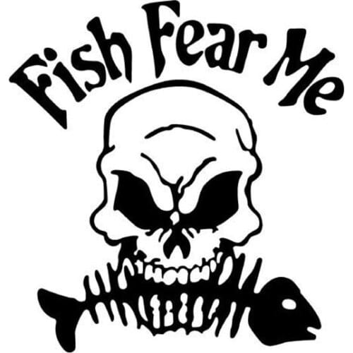 Car Sticker Bone Fish Skull Fishing Reflective Decoration PVC Car Sticker Waterproof Cover Scratch Black/white, 14cm*13cm