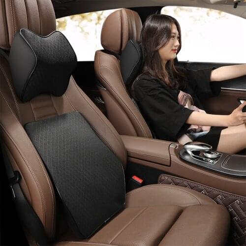 Car Neck Pillow Lumbar Waist Support Headrest Pillows Back Cushion Seat Supports Memory Foam Seat Covers Auto Accessories