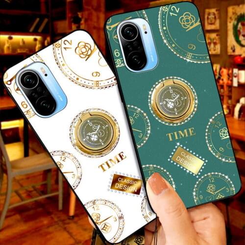 Bling Diamond Holder Case for POCO F3 Case Redmi K40 Pro Slim Watch Rhinestone Stand Ring Cover For POCO F2 Pro Fundas