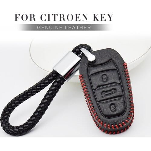 Car Key Cover Case For Citroen Berlingo C1 C8 C3 C4 Xsara Picasso Cactus C4L DS3 DS4 DS5 Real Leather Key Ring Shell Accessories