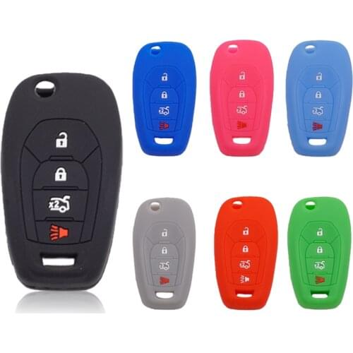 Cocolockey Silicone Rubber Key Case for Car for Chevrolet Cruze Spark Car Accessories Flip Remote Car Key Cover Fob 4 Buttons