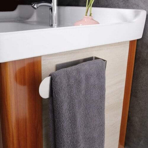 Hand Towel Holder Self Adhesive Bathroom Towel Bar Stainless Steel Towel Rack Holder Wall Mounted Paper Rack Bathroom Organizer