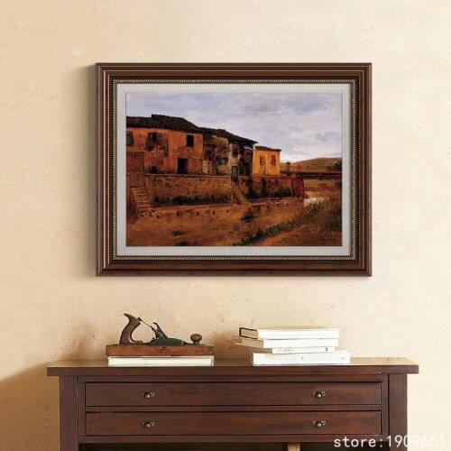 Cotton no frame classical rural house scenery canvas printings oil painting printed on cotton home wall art decoration pictures