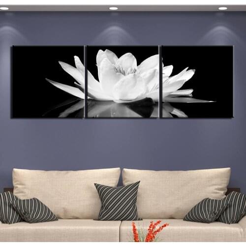 3 pieces abstract Black and white Flower blossom Square Canvas Painting Print On Canvas Wall Art modular pictures living room