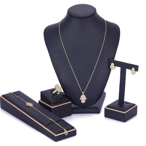 Traditional jewelry set necklace earrings Ring for women traditional brida jewelry set Morocco gold color jewelry set