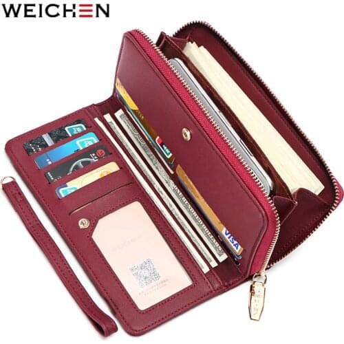 WEICHEN Wristband Clutch Wallet Women Many Departments Female Wallet Brand Designer Ladies Handbag Coin Purse Cell Phone Pocket