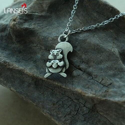 Lanseis 20pcs cute animal necklace pendant women Kawaii squirrel pendant