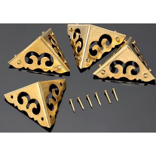 4Pcs Brass Corner Protectors for Furniture/Box Book Scrapbooking Albums Menus Folders Corner Protectors