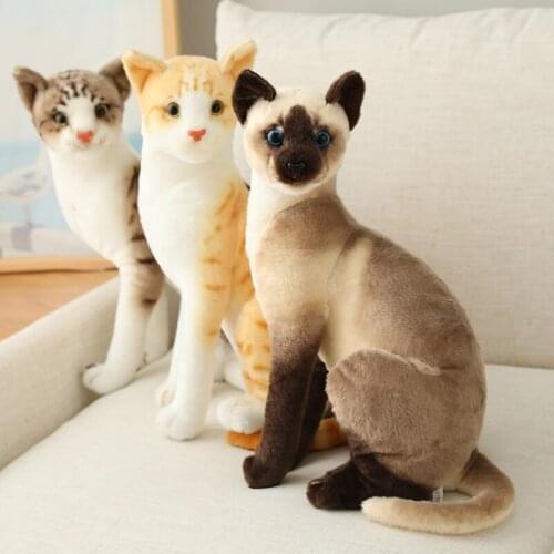 20-45cm Real-life Cute Plush Cat Doll Soft Stuffed Animal Plush Kitten Toys for Children Cartoon Kids Girls Baby Birthday Gift
