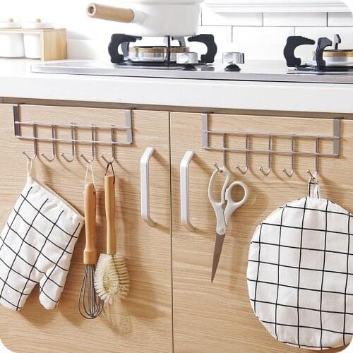 Kitchen Cabinet Door Hooks Multifunctional Hat Bag Towel Hanger over the door Hooks for Hanging Rack Bathroom Organizer 5 hooks