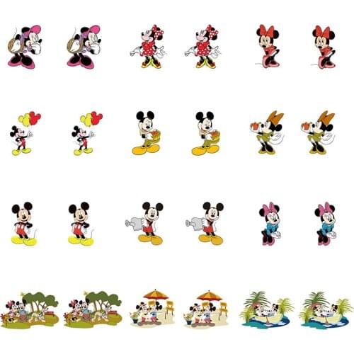 Disney Fashion Ear Clip Mickey Minnie Play Cute Cartoon New Heat Shrinkable Ear Clip Epoxy Resin Clip Earrings