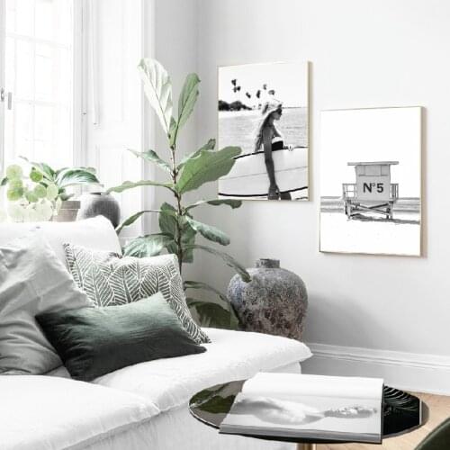 Fashion Poster Surfing Art Canvas Painting Wall Picture Popular Photo Surfboards Surfing Canvas Art Prints Beach Coastal Decor