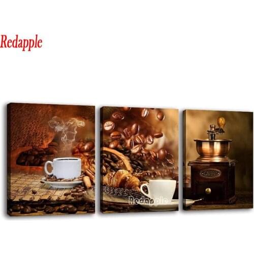 Kitchen coffee beans coffee cup coffee machine Full Square/Round Drill 5D DIY Diamond Painting 3 Pieces Embroidery Cross Stitch