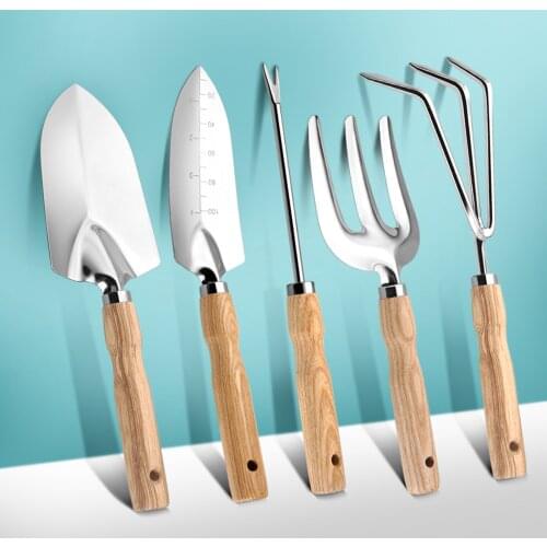 Non-slip Garden Tool Sets Shovel Rustproof Cast-Aluminum Hand Rake Handle Gardening Kit Durable Stainless Steel Scale Shovel