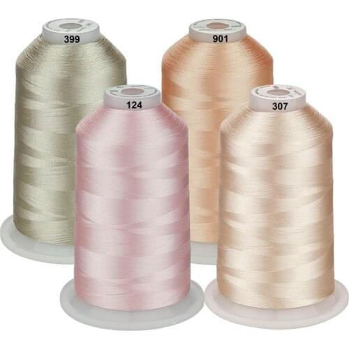 Simthread Machine Embroidery threads 5500 Yds each 4 flesh tone Polyester thread 40wt for Most Home sewing embroidery machine