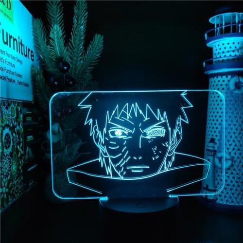 Uchiha Obito Naruto 3D Night Light Anime Figure LED Lampara Home Decoration Naruto Shippuden Lighting Bedside Lampara Table Lamp