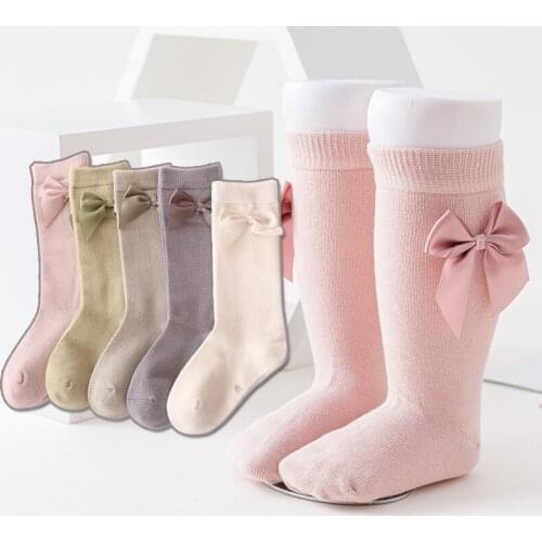 10pair/lot Children Baby Girls Middle Tube Kids Cotton Sock Solid Colors All Season Breathable Knee Height Warm Anti-slip Socks