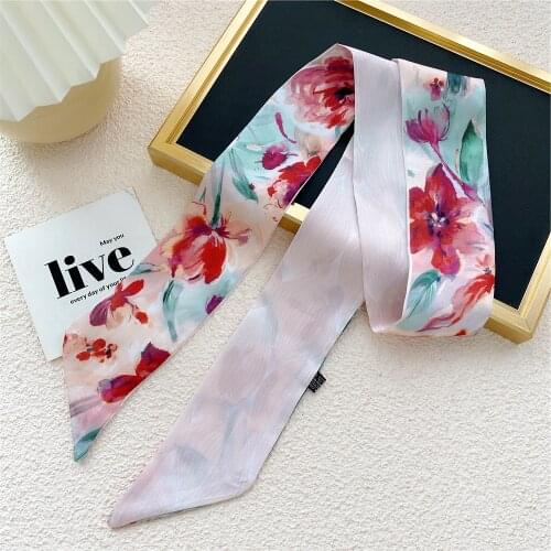 New print Scarf Women Luxury Brand Bag Skinny Scarves New Design Silk Scarf For Ladies Foulard Wrist Towel Neckerch SJ453