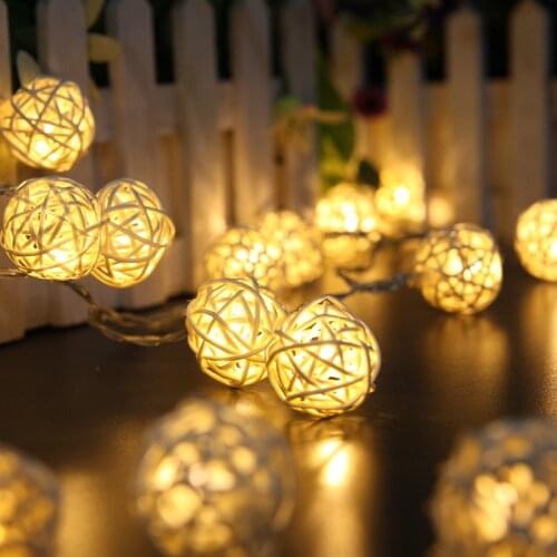 New Year Lights Christmas Decorations LED Sepak Takraw Lights Decoration Rattan Ball String Lights Fairy Lights navidad 2020