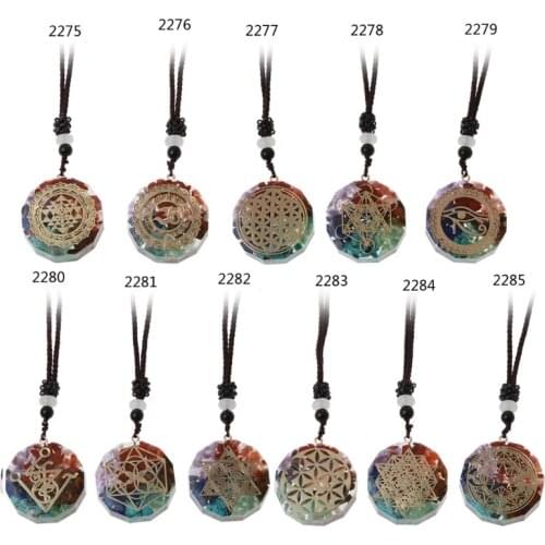 Orgonite Energy Pendant 7 Chakras Reiki Healing EMF Protection Pendant Necklace F3MF