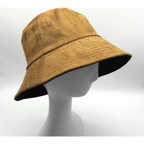 Women Solid Faux Suede Bucket Hat Cotton Twill Bucket Hat Girl Reversible Bucket Hat Spring Summer Fisherman Hat Sun Prevent Hat