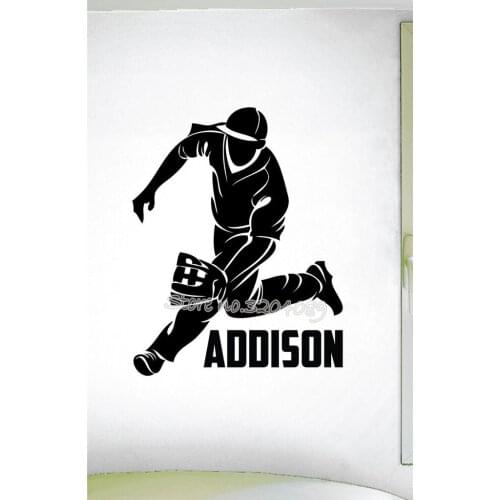 Personalized boys baseball wall decal custom name baseball theme fielder wallpaper Boy child bedroom Vinyl Wall Sticker EA602