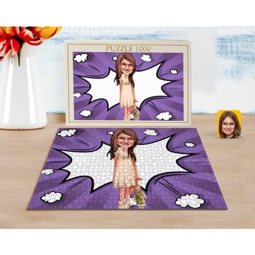 Personalized Female Child Caricature of 1000 Piece Professional Puzzle-7