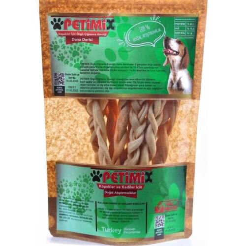 Petimix Knit Chewing Bones Cowhide Sticks Natural Snacks for Pets Dog Treat Dental Care 100g