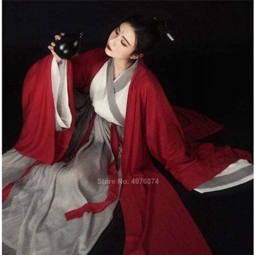 Traditional Folk Dance Dress Women Girls Ancient Princess Chinese Fairy Performance Costume Fancy Red Solid Set Casual Outfits
