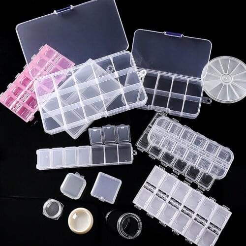 Transparent Nail Art Storage Box Jewelry Beads Gems False Tip Container Empty Nails Rhinestones Organizer Box Manicure Tool