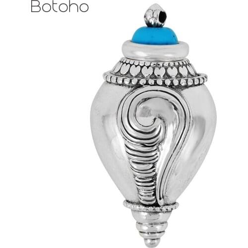 S990 Silver Tibetan Gau Box Pendant vintage silver Buddhist Conch Symbol Prayer Box Pendant Tibetan Six Words Proverb Jewelry